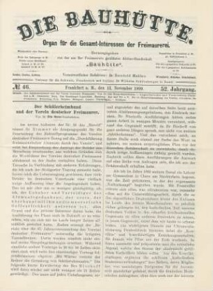 No. 46. Frankfurt a. M., den 13. November 1909. 52. Jahrgang.
