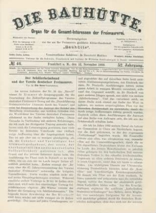 No. 46. Frankfurt a. M., den 13. November 1909. 52. Jahrgang.
