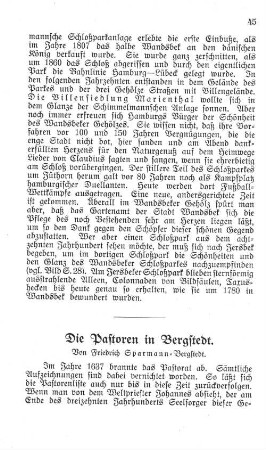 Die Pastoren in Bergstedt.