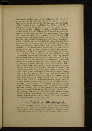 10. Das Schiffahrts-Abgabengesetz.