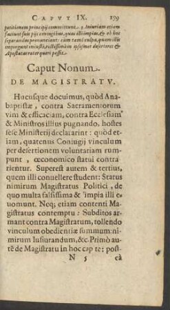 Caput Nonum. De Magistratu.