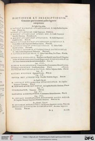 Dictionvm et inscriptionvm Græcarum quæ in nummis passim leguntur interpretatio