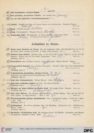 Arbeiten in Stein (Nr. 507-548)