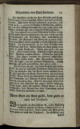 Wem Gott ein Amt giebt, dem giebt er auch den Verstand
