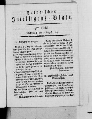 32tes Stück, Ausgabe vom 7. August 1805