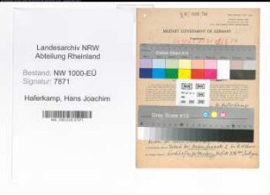 Entnazifizierung Hans Joachim Haferkamp, geb. 26.07.1908 (Arzt)