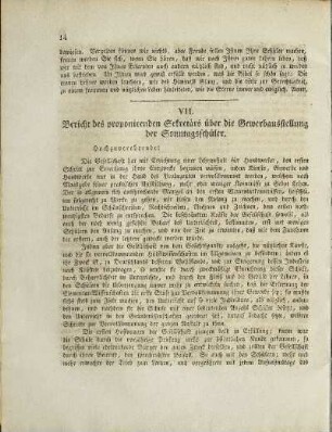 VIII. Bericht des proponirenden Secretärs über die Gewerbsausstellung der Sonntagsschüler.