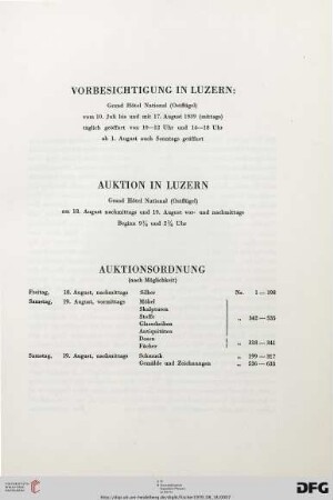 Vorbesichtigung / Auktion / Auktionsordnung