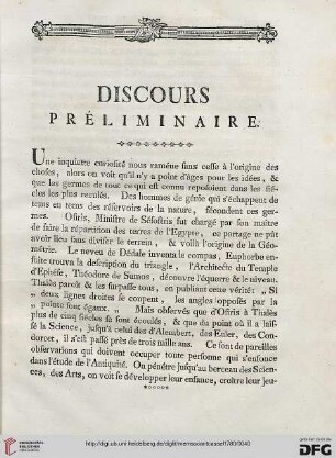 Discours préliminaire