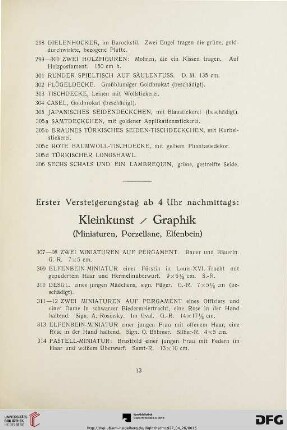 Kleinkunst / Graphik (Miniaturen, Porzellane, Elfenbein) (Nr. 307-561)