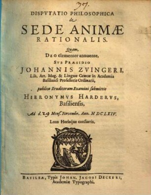 Disp. philos. de sede animae rationalis