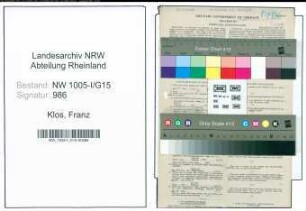 Entnazifizierung Franz Klos , geb. 21.04.1888 (Telegrafenarbeiter)