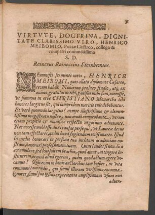 Virtute, Doctrina, Dignitate Clarissimo Viro, Henrico Meibomio ...
