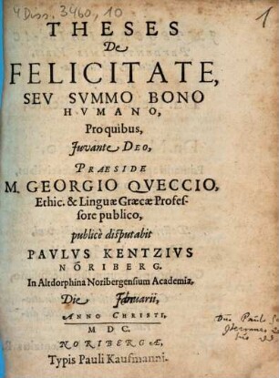 Theses de felicitate, seu summo bono humano