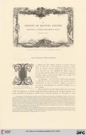 5: Les dessins de maîtres anciens exposés à l'École des beaux-arts, [1], les écoles étrangères