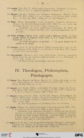 IV. Theologen, Philosophen, Paedagogen (Nr. 512 - 570)
