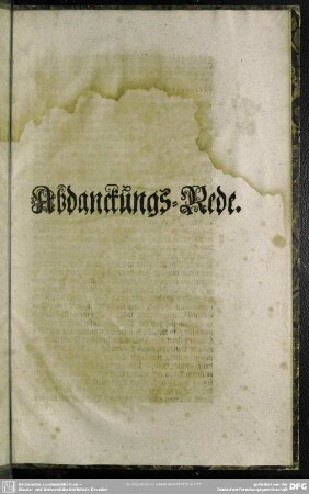 Abdankung : Abdanckungs-Rede [Hans Rumohr]
