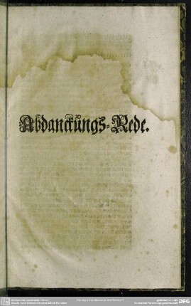 Abdankung : Abdanckungs-Rede [Hans Rumohr]