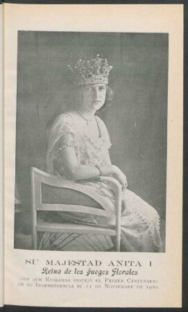 Su Majestad Anita I., Reina de los Juegos Florales