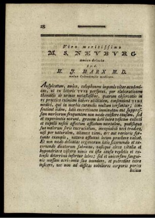 Viro meritissimo M. S. Neuburg ...