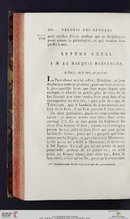 (Lettre CXXXI - CXL)