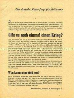 Propagandaschrift des DFD mit Aufruf zur Wahl der Delegierten des 3. Deutschen Volkskongresses