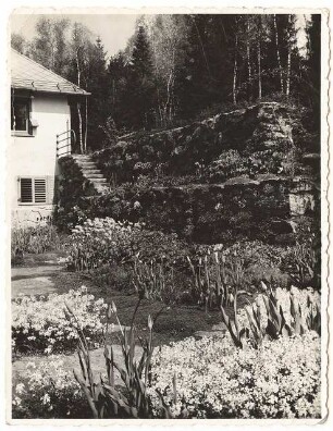 Garten Stuiber Böhmerwald: Treppe vom Haus zum Frühlingsgarten