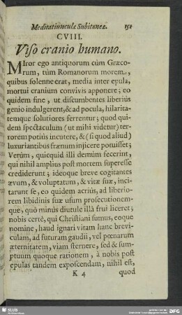 CVIII. Viso cranio humano