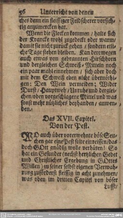 Das XVII. Capitel. Von der Pest