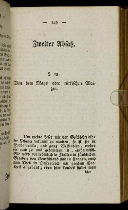 Zweiter Absatz. Von dem Mays oder türkischen Waizen.