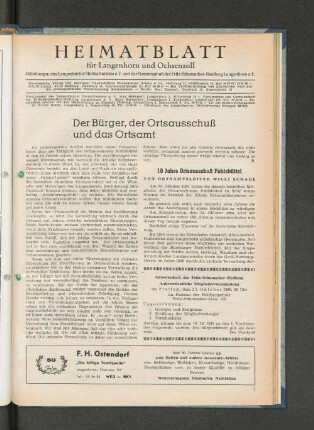 Der Bürger, der Ortsausschuß und das Ortsamt