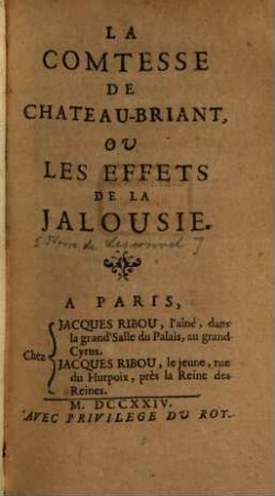 La comtesse de Château-Briant, ou les effets de la jalousie