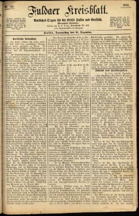 Erste Ausgabe vom Donnerstag, den 21. Dezember 1882.