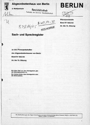 Sach- und Sprechregister