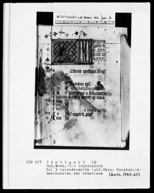 Lateinisch-französisches Stundenbuch — Monatsbild März, Folio 3recto