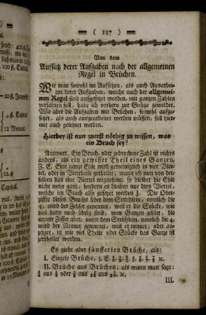 Von dem Aufsatz derer Aufgaben nach der allgemeinen Regel in Brüchen