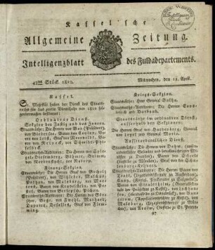 43tes Stueck, Mitwochen, den 11. April 1810
