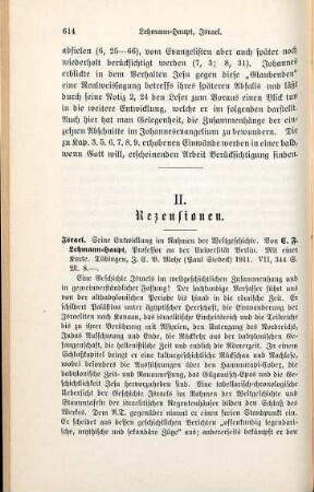 614-616 [Rezension] Lehmann-Haupt, Carl Friedrich, Israel