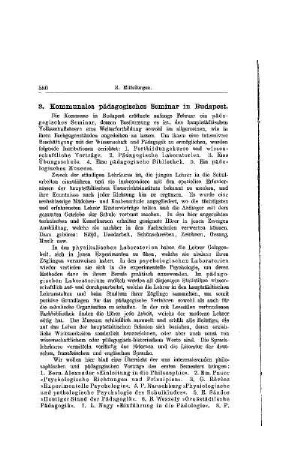 Kommunales pädagogisches Seminar in Budapest : [Mitteilungen]