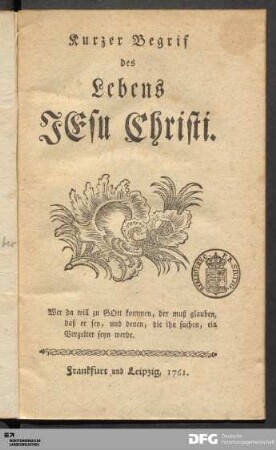 Kurzer Begrif des Lebens JEsu Christi