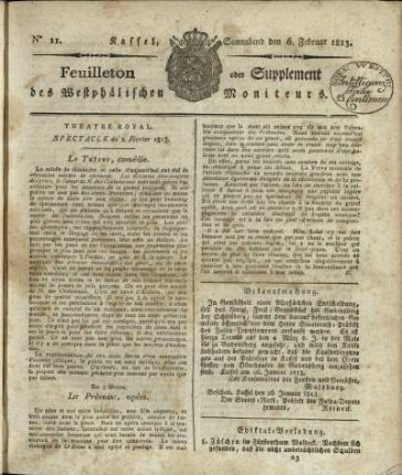 No. 11, Sonnabend den 6. Februar 1813