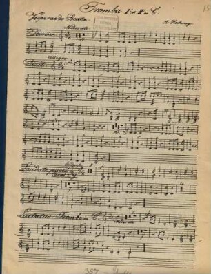 Vesperae de Beata, de Dominica et de Confessore : mit d. treffenden Hymni für 3 oder 4 Singstimmen, 2 Violinen, 2 Horn abwechselnd mit 2 Trompeten, Pauken u. ausgesetzter Orgel mit unterlegtem latein. Texte nebst Partitur