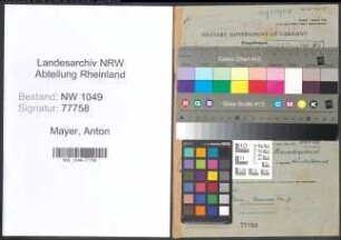 Entnazifizierung Anton Mayer , geb. 13.06.1912 (Lehrer)