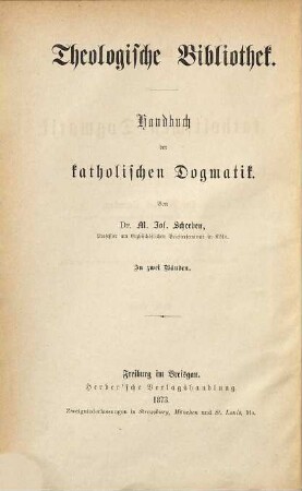 Handbuch der katholischen Dogmatik, 1