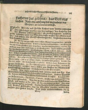 Lutherus hat gelehret/ das Gott aus blossem Raht ohn ansehung des unglaubens den Menschen zur verdamnus verstosse.