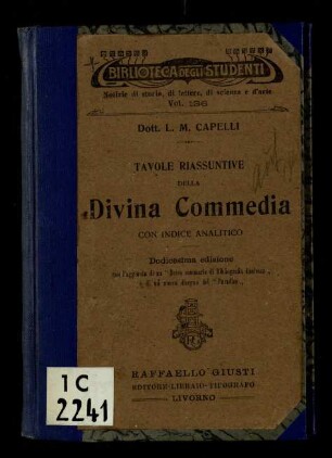 Tavola riassuntive della Divina Commedia