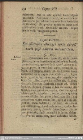 Caput VIIItum. De effectibus alienati iuris hereditarii post aditam hereditatem