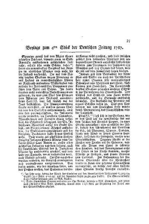Beylage zum 4ten Stück der Deutschen Zeitung 1787