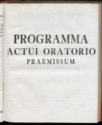 Programma Actui Oratorio Praemissum.
