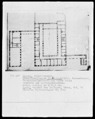 Passau, Jesuitenkollegium Sankt Michael (Coll. Passaviense), Gesamtplan, Grundriss des zweiten Obergeschosses
